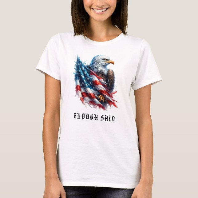 *~*  Detailed Bald Eagle AP16 American Flag USA  T-Shirt (Front)