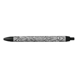 Detailed Black and White Hand Drawn Mandala Pen