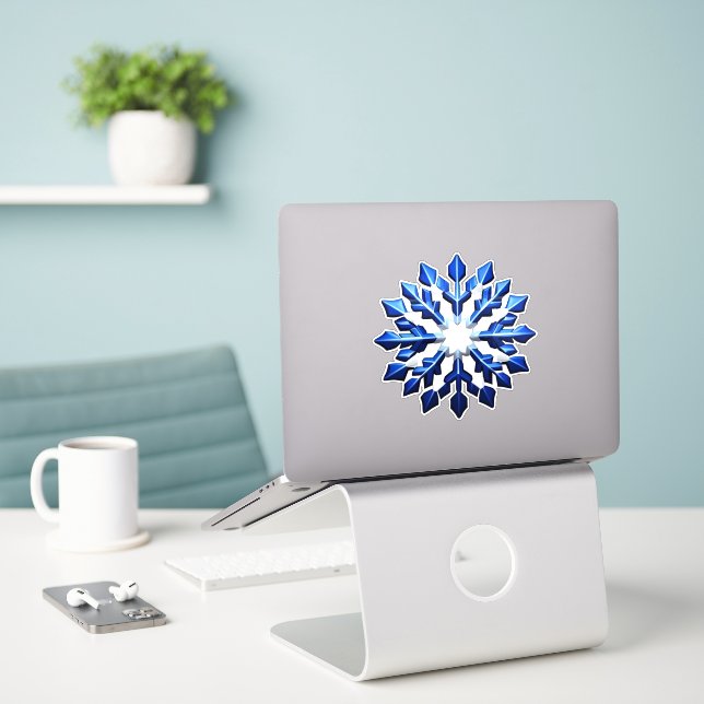 Detailed Blue Snowflake (Laptop On Desk)