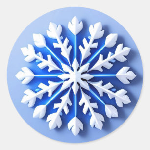 Detailed Blue Snowflake Classic Round Sticker