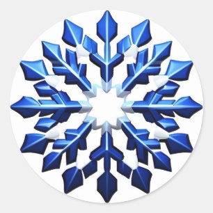 Detailed Blue Snowflake Classic Round Sticker