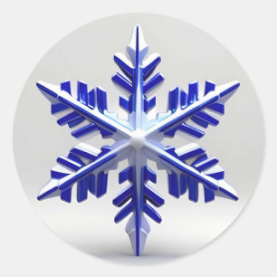 Detailed Blue Snowflake Classic Round Sticker