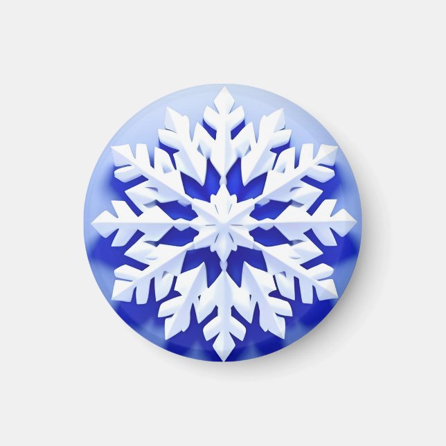 Detailed Blue Snowflake Magnet (Front)