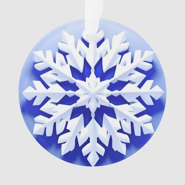 Detailed Blue Snowflake Ornament (Front)