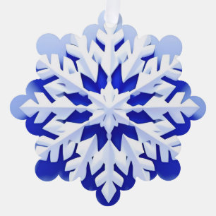 Detailed Blue Snowflake Tree Decoration Card