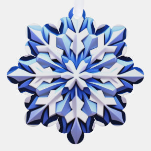 Detailed Blue Snowflake Tree Decoration Card