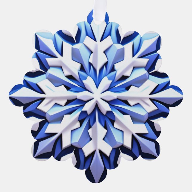 Detailed Blue Snowflake Tree Decoration Card (Front)