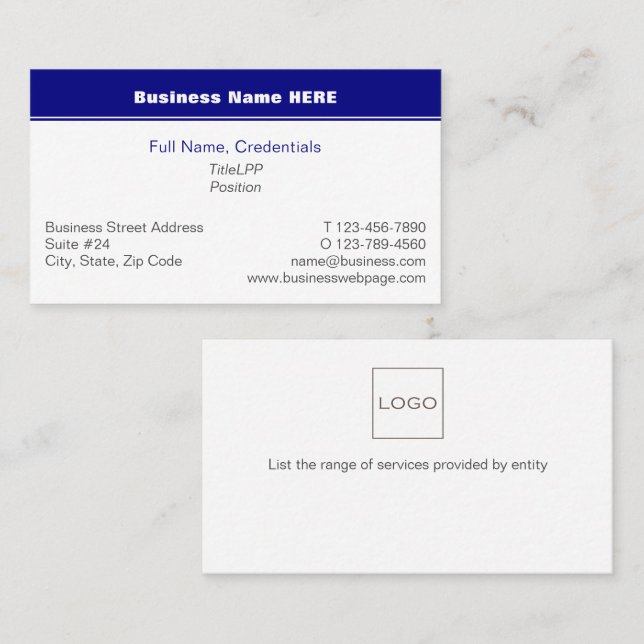 Detailed Business and Corporate Navy Blue, White Business Card (Front/Back)