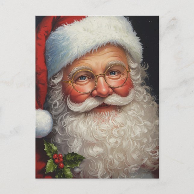 Detailed Classic Vintage Santa Claus Holiday Art (Front)