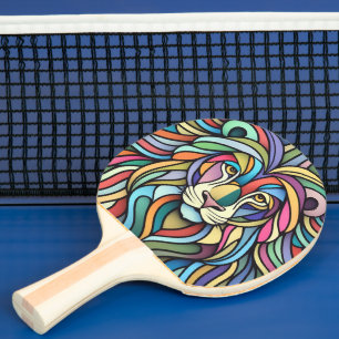Detailed Colourful Lion Head Ping Pong Paddle