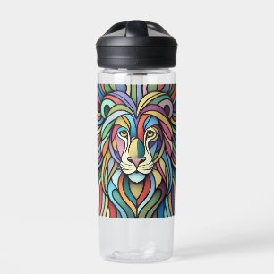 Detailed Colourful Lion Head Water Bottle