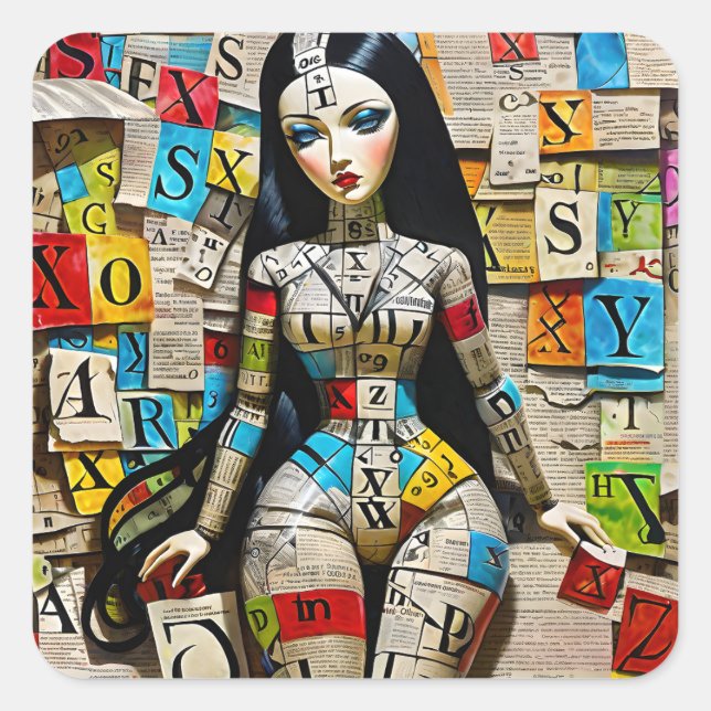 Detailed crosswords are the perfect doll for those square sticker (Front)