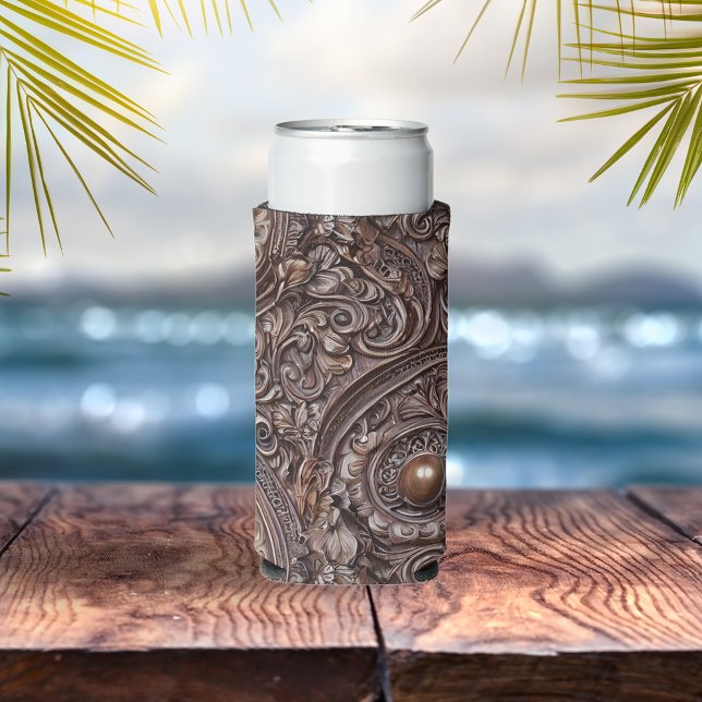 Detailed Elegance Carved Antique Wood Seltzer Can Cooler (Creator Uploaded)