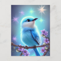 Detailed Fantasy Cute Kawaii baby blue bird