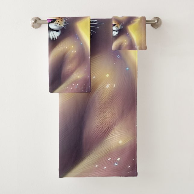 Detailed Fantasy Cute Kawaii baby lion cub  Bath Towel Set (Insitu)