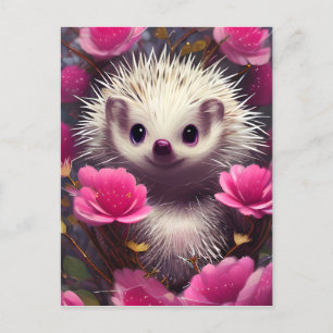 Detailed Fantasy Cute Kawaii Valentine Hedgehog Postcard