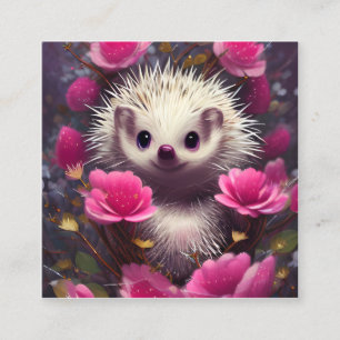 Detailed Fantasy Cute Kawaii Valentine Hedgehog Square Business Card