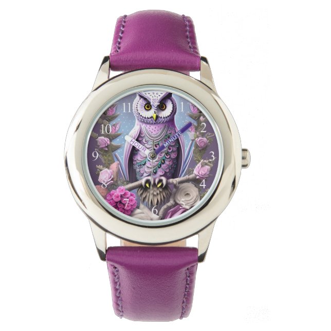 Detailed Fantasy Owl on a bed of Thorns Watch (Front)