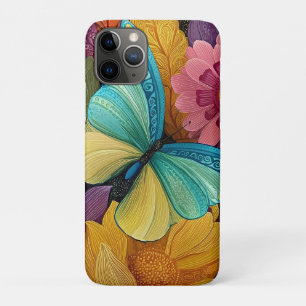 Detailed Floral and Butterfly Illustration iPhone 11 Pro Case