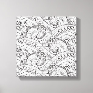 Detailed Floral Pattern Doodle 6 Canvas Print