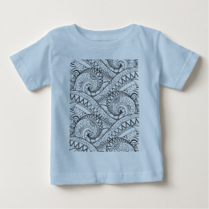 Detailed Floral Pattern Doodle Baby T-Shirt