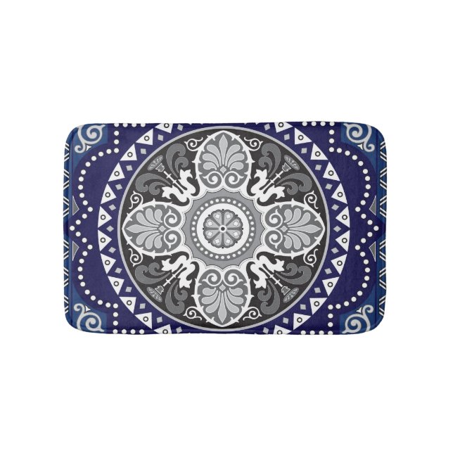 Detailed Floral Scarf Paisley Design Bath Mat (Front)