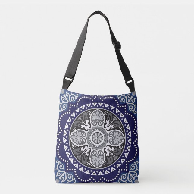 Detailed Floral Scarf Paisley Design Crossbody Bag (Front)