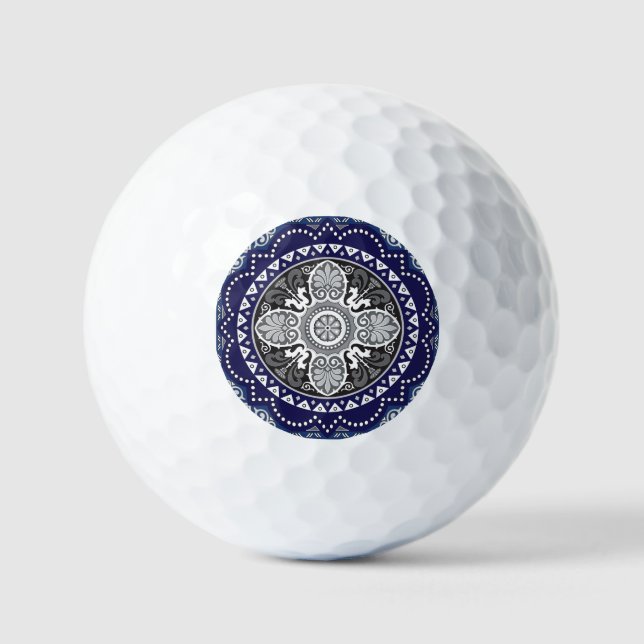 Detailed Floral Scarf Paisley Design Golf Balls (Front)