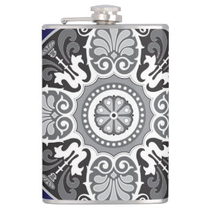 Detailed Floral Scarf Paisley Design Hip Flask
