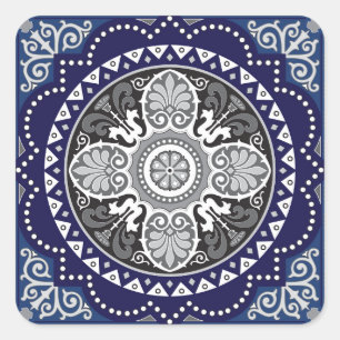 Detailed Floral Scarf Paisley Design Square Sticker