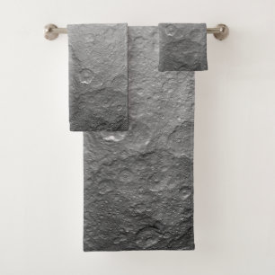 Detailed Full Moon Photo High-Res Lunar Surface Bath Towel Set