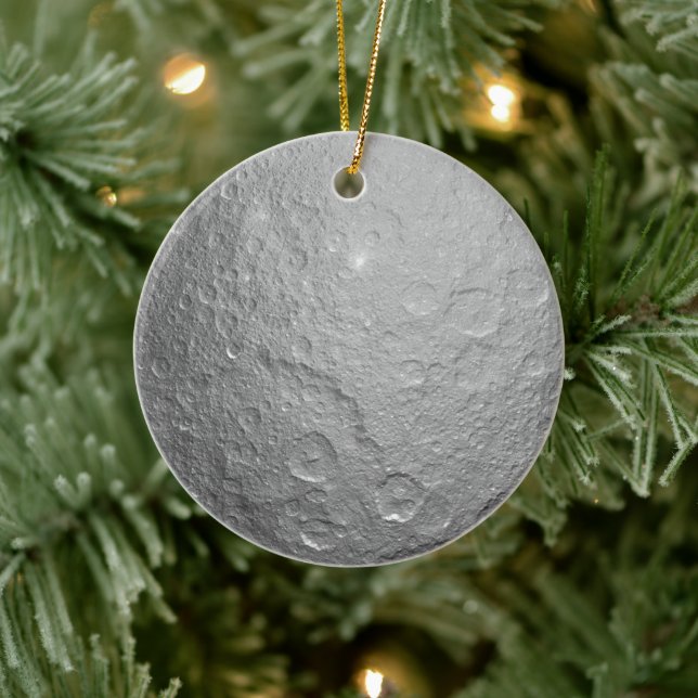 Detailed Full Moon Photo | High-Res Lunar Surface Ceramic Tree Decoration (Tree)