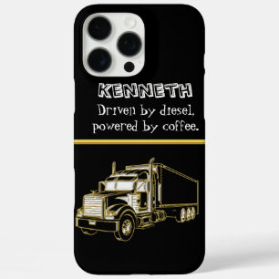 Detailed Gold Semi-Truck Drawing iPhone 16 Pro Max Case
