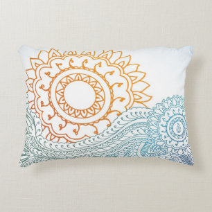 Detailed henna abstract sunrise decorative cushion