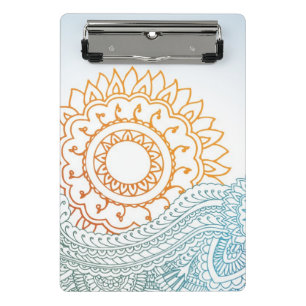 Detailed henna abstract sunrise mini clipboard