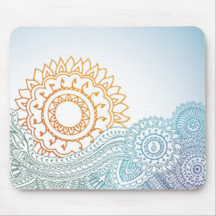 Detailed henna abstract sunrise mouse mat