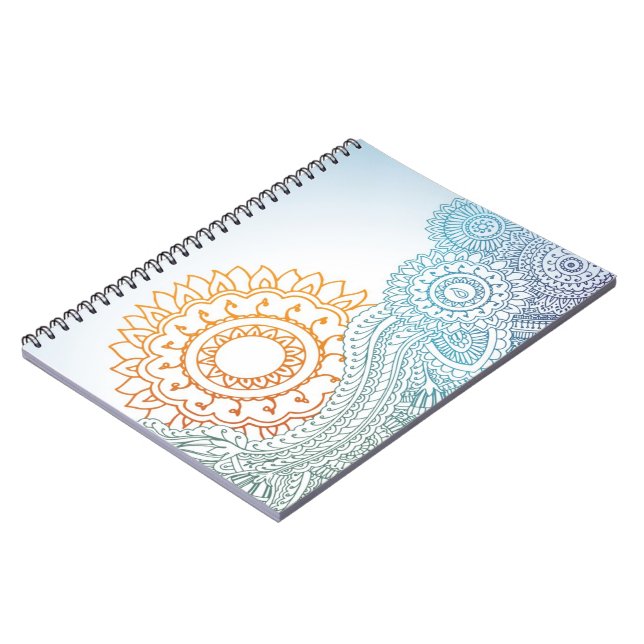 Detailed henna abstract sunrise notebook (Left Side)