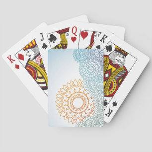 Detailed henna abstract sunrise playing cards