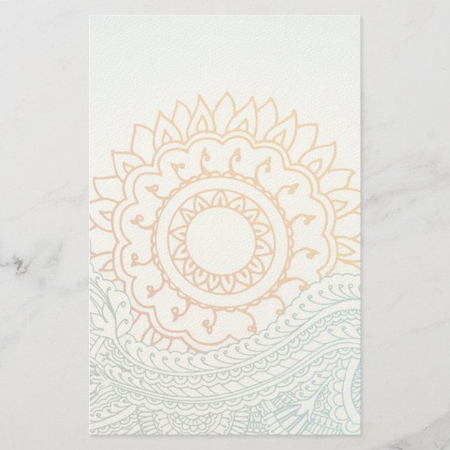 Detailed henna abstract sunrise stationery (Front)