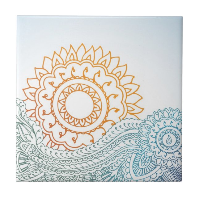 Detailed henna abstract sunrise tile (Front)