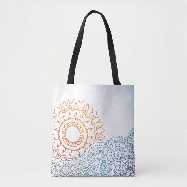 Detailed henna abstract sunrise tote bag (Front)