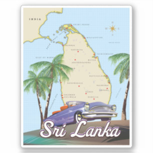 Detailed Illustrated map of Sri Lanka