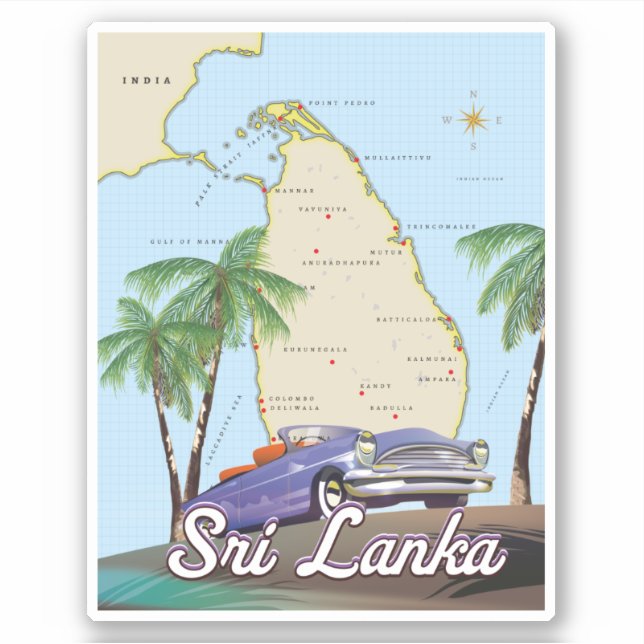 Detailed Illustrated map of Sri Lanka (Front)