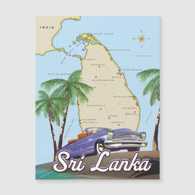 Detailed Illustrated map of Sri Lanka (Front)
