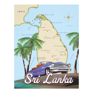 Detailed Illustrated map of Sri Lanka Photo Print