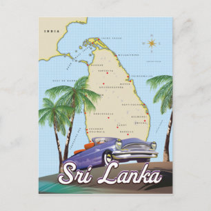 Detailed Illustrated map of Sri Lanka Postcard