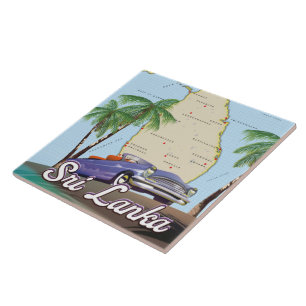 Detailed Illustrated map of Sri Lanka Tile