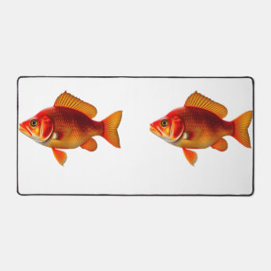 Detailed Illustration of a Red Goldfish Desk Mat