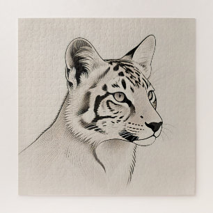 Detailed Lynx Portrait Line Art Jigsaw Puzzle