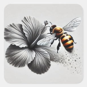 Detailed Macro View of a Honeybee Square Sticker